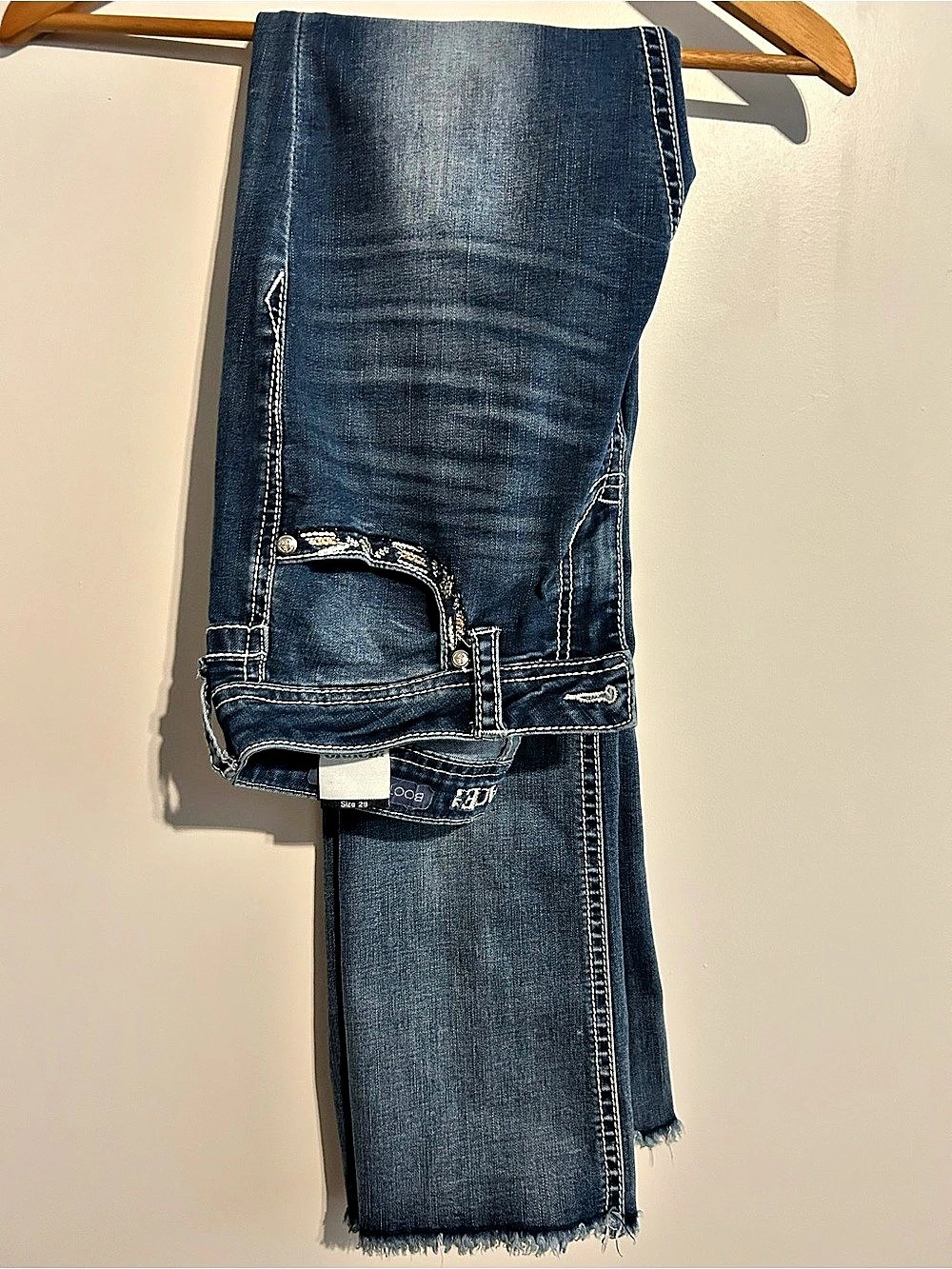 Grace in LA Embroidered Bootcut Jeans Blue Waist 29